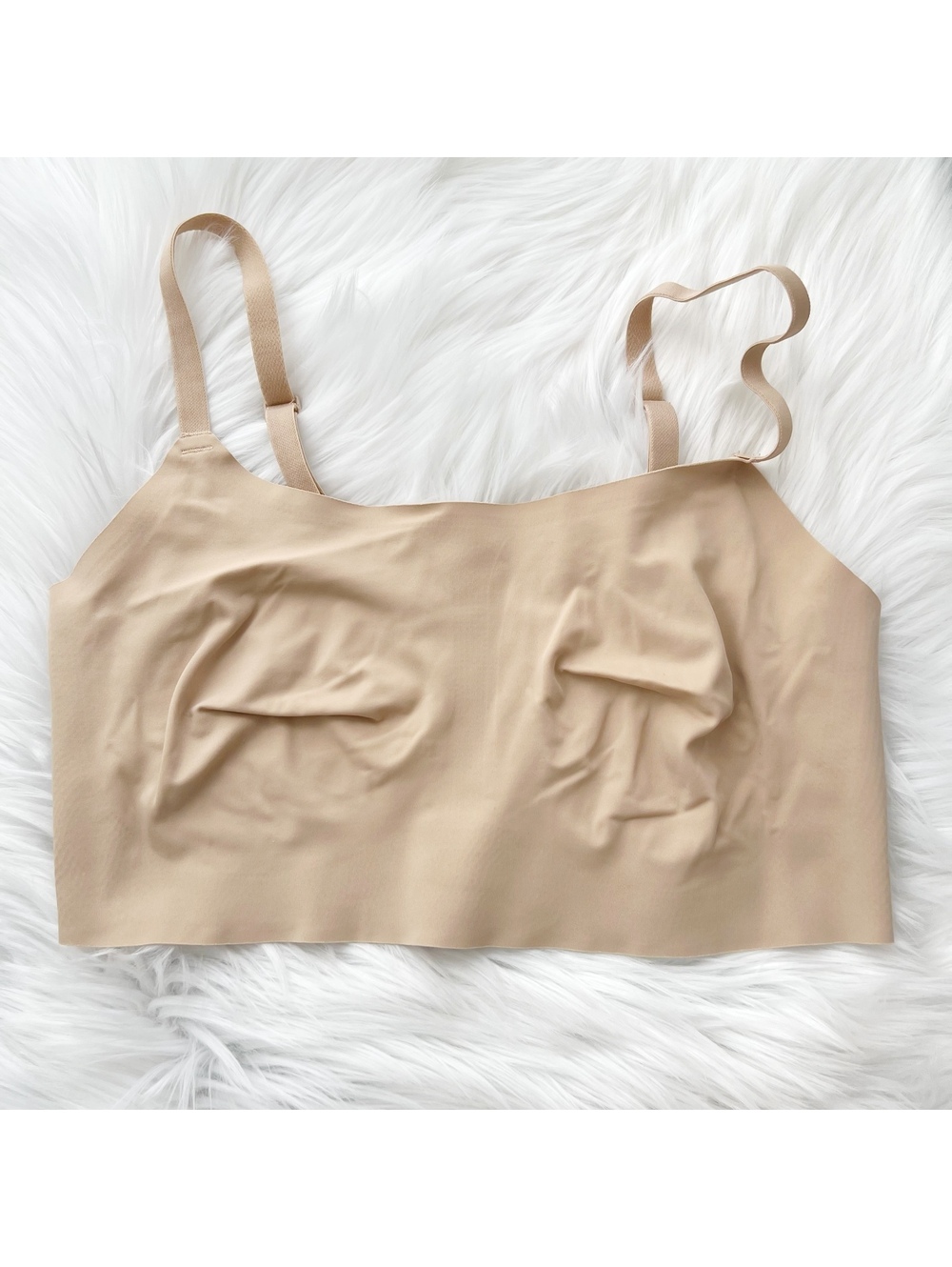 Truekind Womens L Beige Wireless Seamless Bra Bralette Adjustable Strap Nude